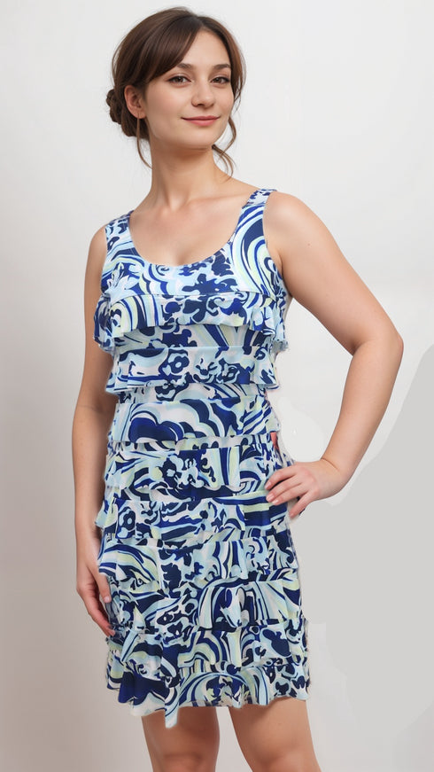 CHACHA Ruffle Knee length PRINTED Dress - D2760